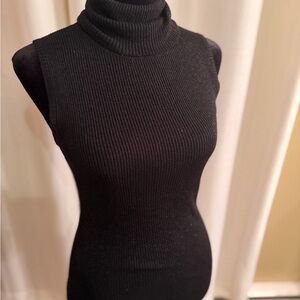 BCBGMaxAzria Black Sleeveless Turtleneck Sweater